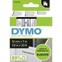 Dymo D1 45013 12mm x 7m Schriftband Selbstklebend Etikett Schwarz-Weiss