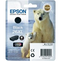 Original Epson 26 XL T2621 Schwarz Druckerpatrone (12.1ml, ~500 Seiten, XL)