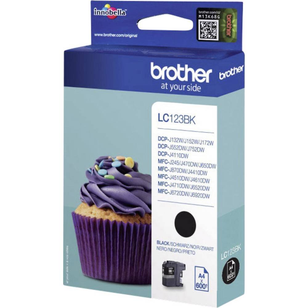 Brother LC-123BKBP Tintenpatrone – Standardkapazität, Schwarz, 600 Seiten, Für Ausgewählte Drucker