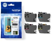 Original Brother LC-421 XL 4er Pack Schwarz, Cyan,...