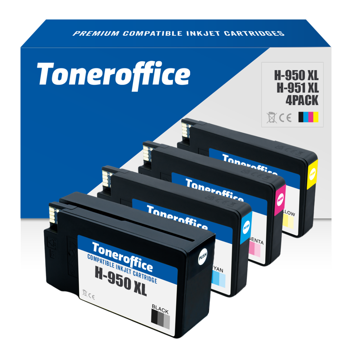 Kompatibel HP Officejet Pro 8600 Plus Druckerpatronen 4er Set 950 XL 951 XL BK C M Y