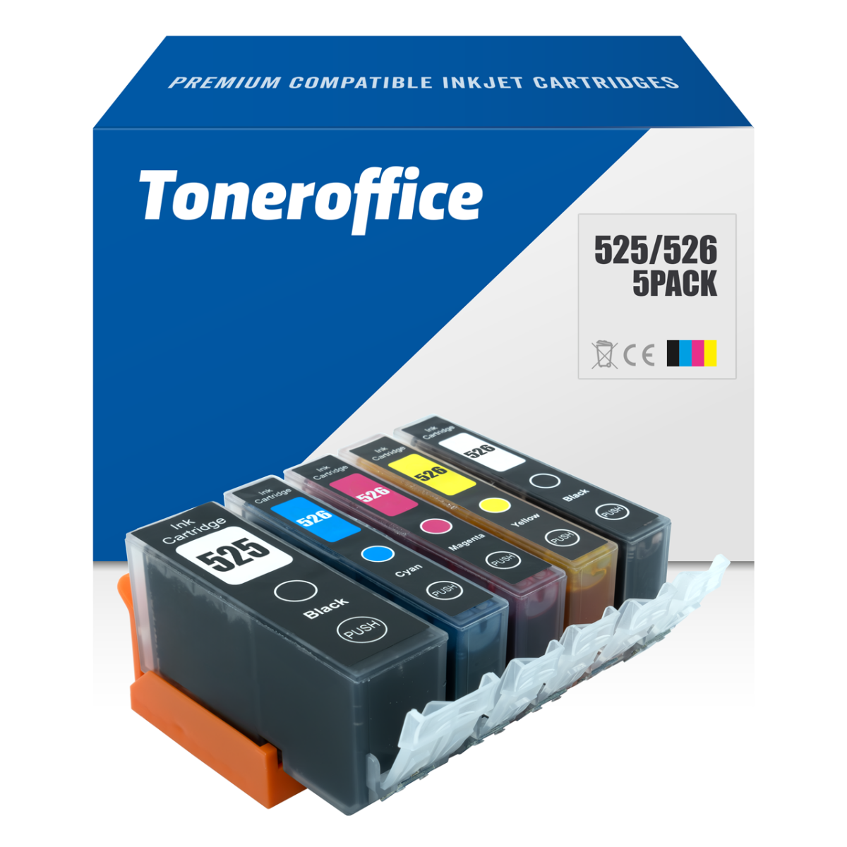 Lot De 18 Cartouches D'encre Compatibles Canon PGI-525 & CLI-526 - 6 Sets Complets (noir, Cyan, Magenta, Jaune, Gris), Neuves