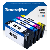 Kompatibel zu Epson 407 XL Druckerpatronen 4er Set Workforce Pro WF 4745 DTWF