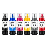 Kompatibel zu Canon GI-53 Tinte BK C M Y GY R 6er Set Multipack (BK~3700 S./C...