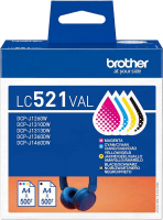 Original Brother LC-521VAL Druckerpatronen BK C M Y Multipack