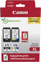 Original Canon PG-575 XL + CL-576 XL Schwarz und Color Multipack + Fotopapier